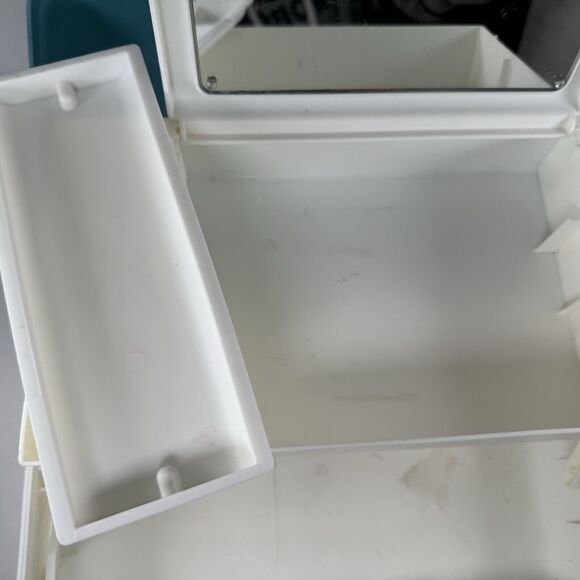 Caboodles Blue White On The Go Girl Classic Cosmetic Makeup Travel Case Vintage - Picture 7 of 10